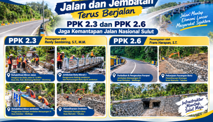 Preservasi Jalan dan Jembatan Terus Berjalan, PPK 2.3 dan PPK 2.6 Jaga Kemantapan Jalan Nasional Sulut